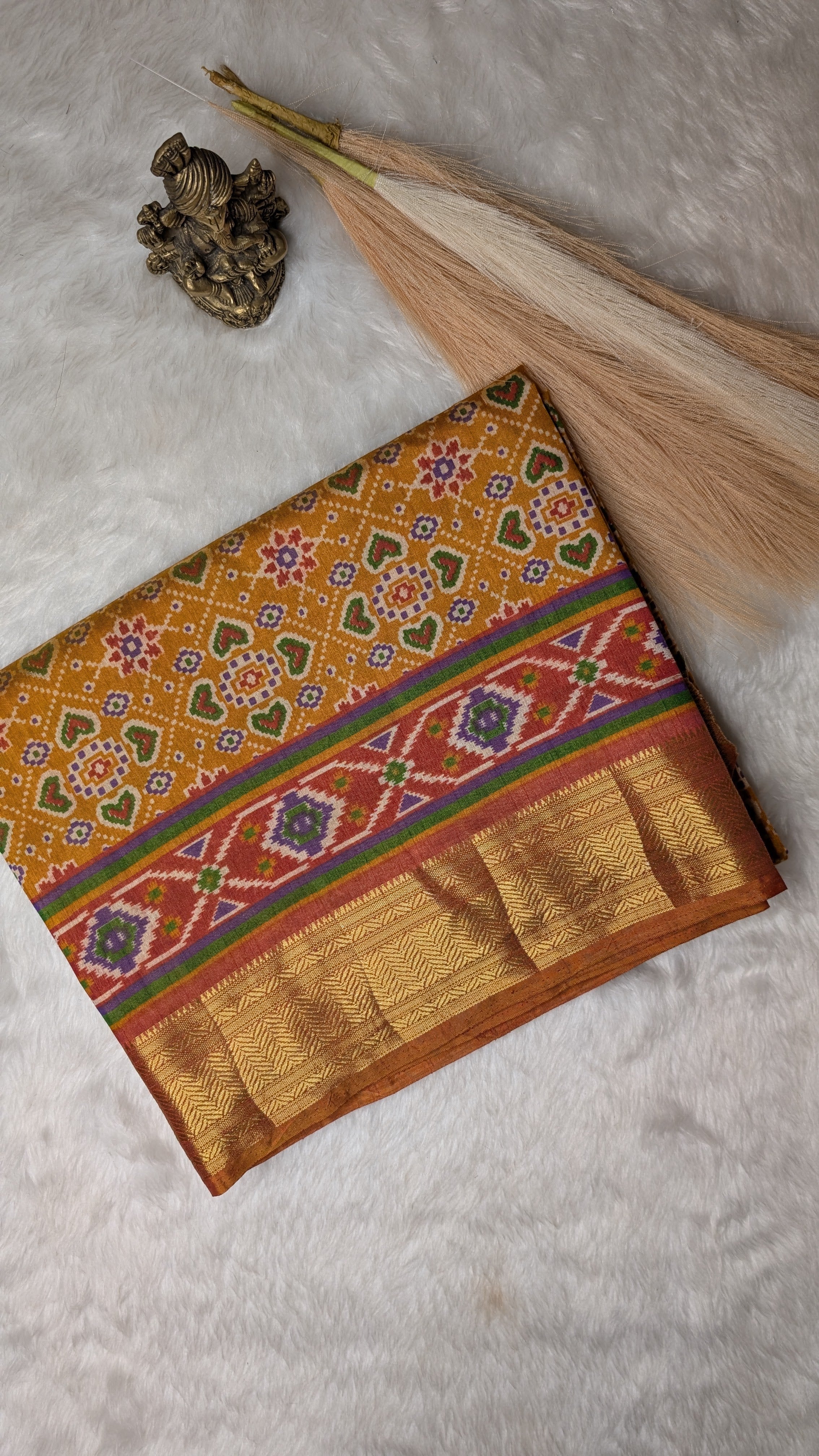 Cotton Blend Patola Silk Saree