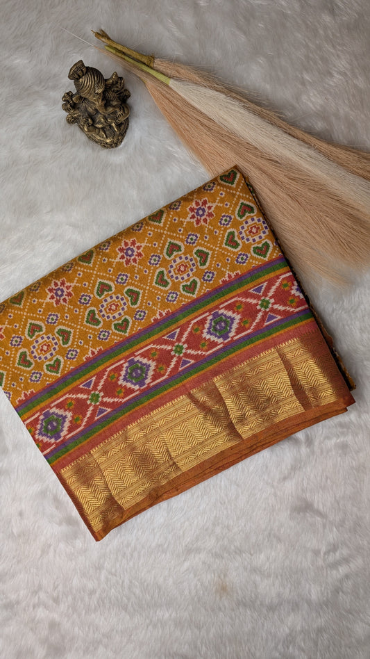 Cotton Blend Patola Silk Saree