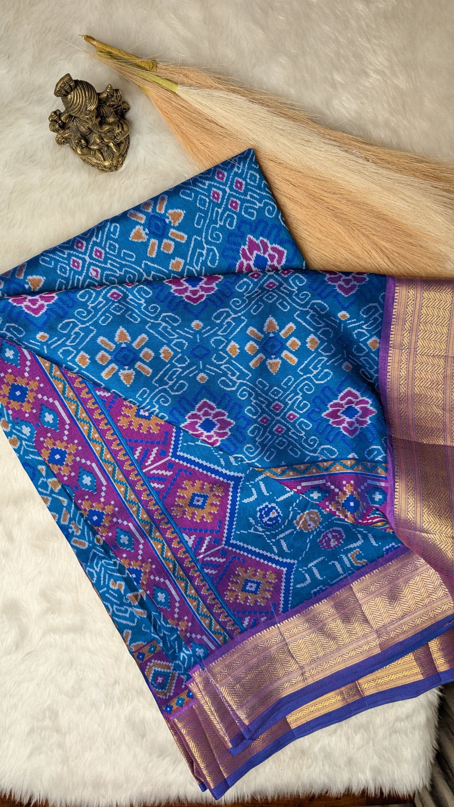 Cotton Blend Patola Silk Saree