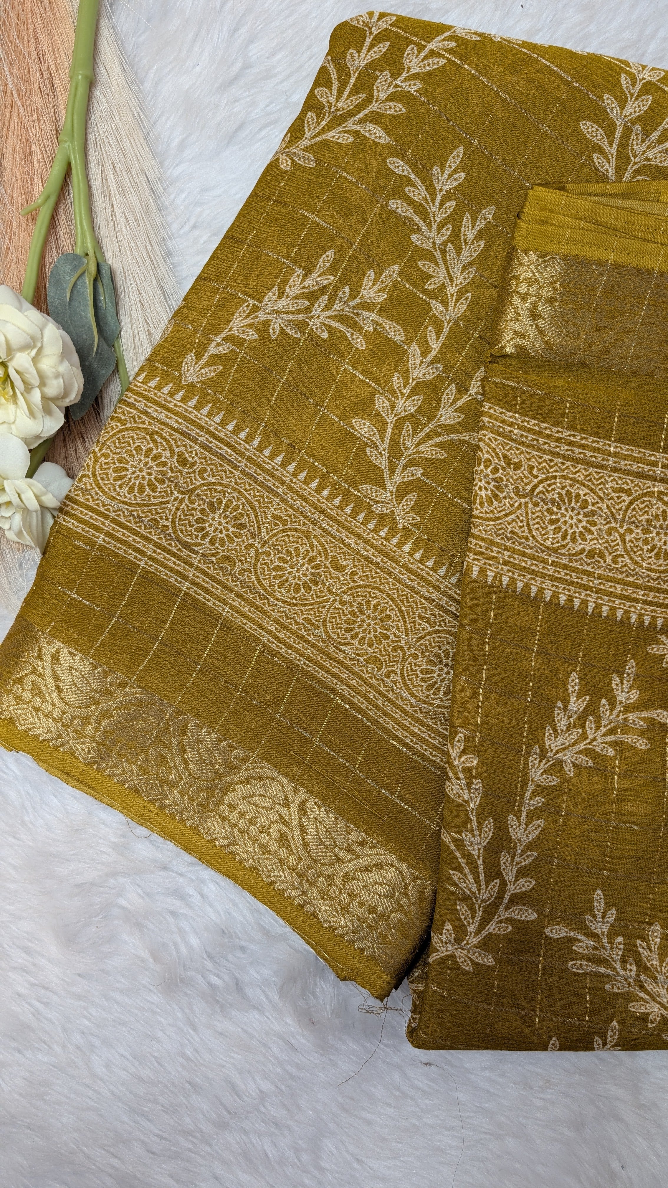 Chiffon with Zari Border- Mustard