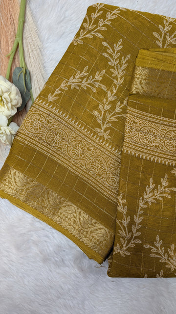Chiffon with Zari Border- Mustard