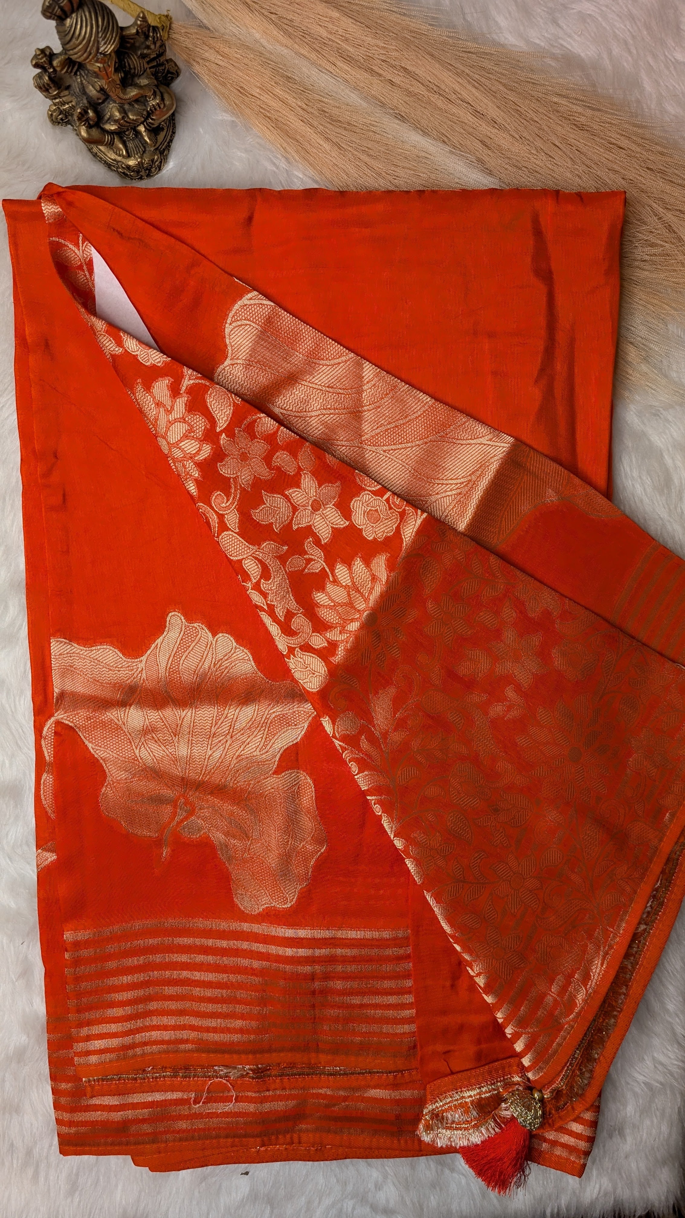 Big Flower Viscose Silk-Orange