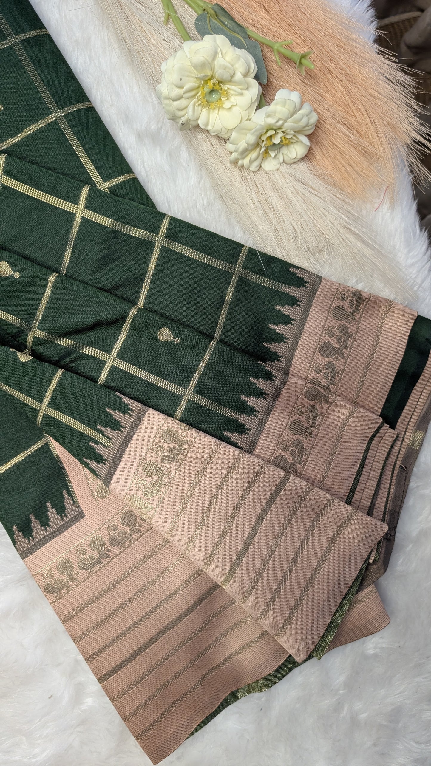 Semi Silk with Zari Checks and Rich Contrast