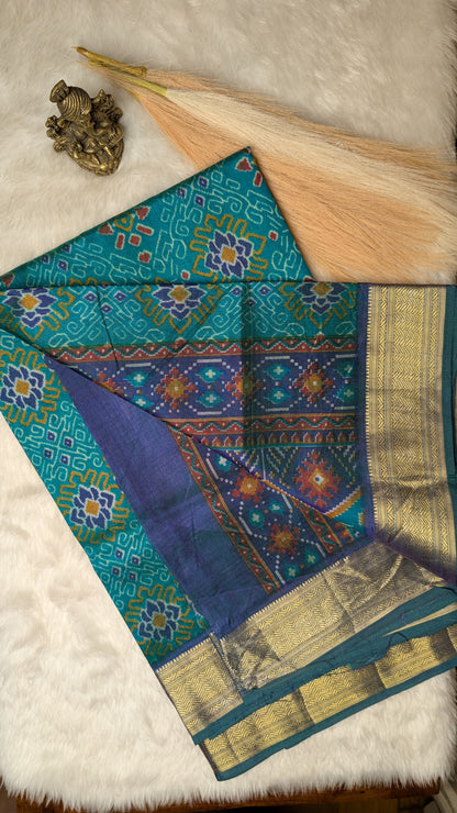 Cotton Blend Patola Silk Saree