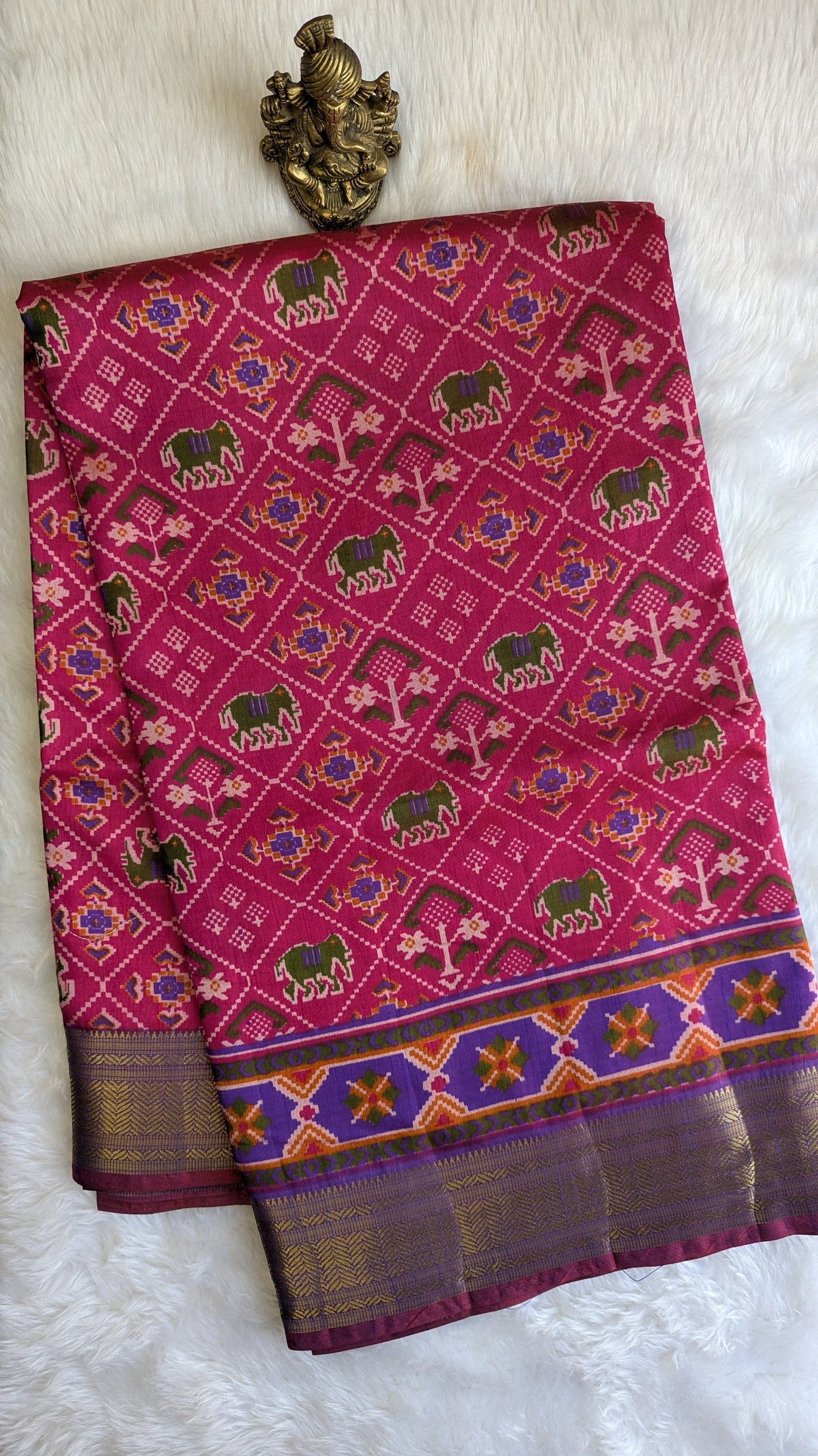 Cotton Blend Patola Silk Saree