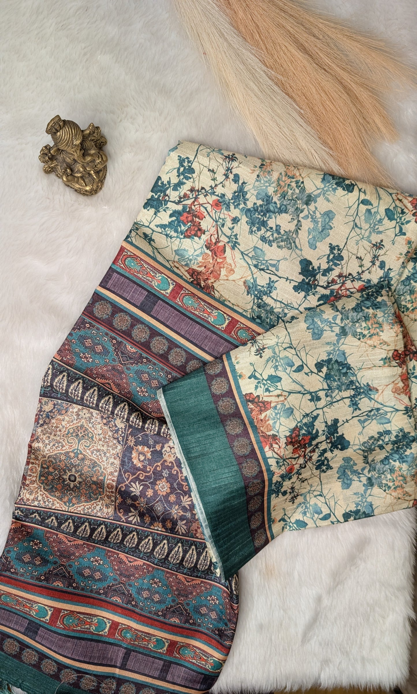 Cotton Blend Tussar Silk Saree