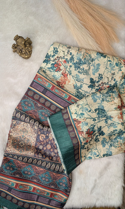 Cotton Blend Tussar Silk Saree