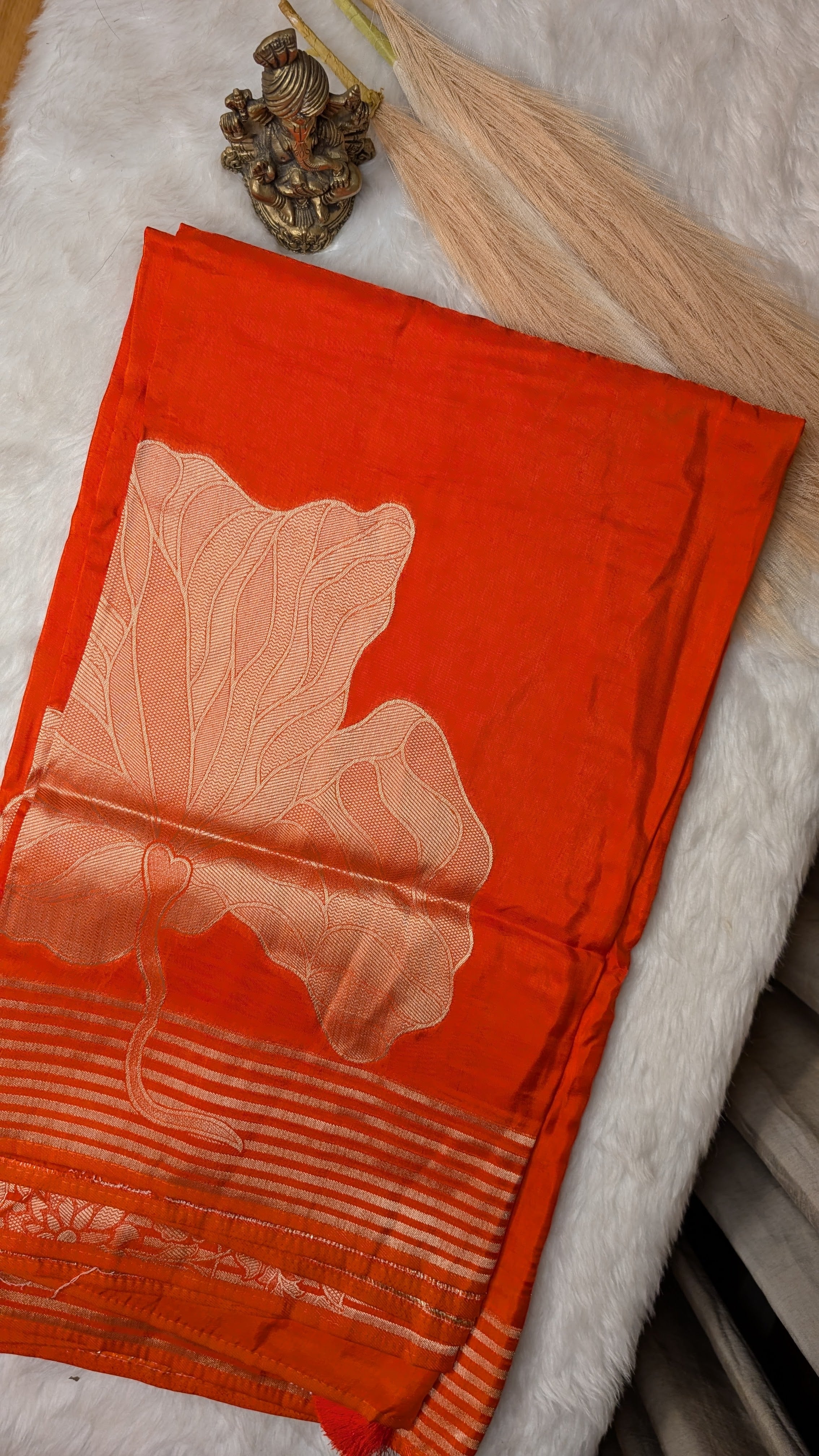 Big Flower Viscose Silk-Orange