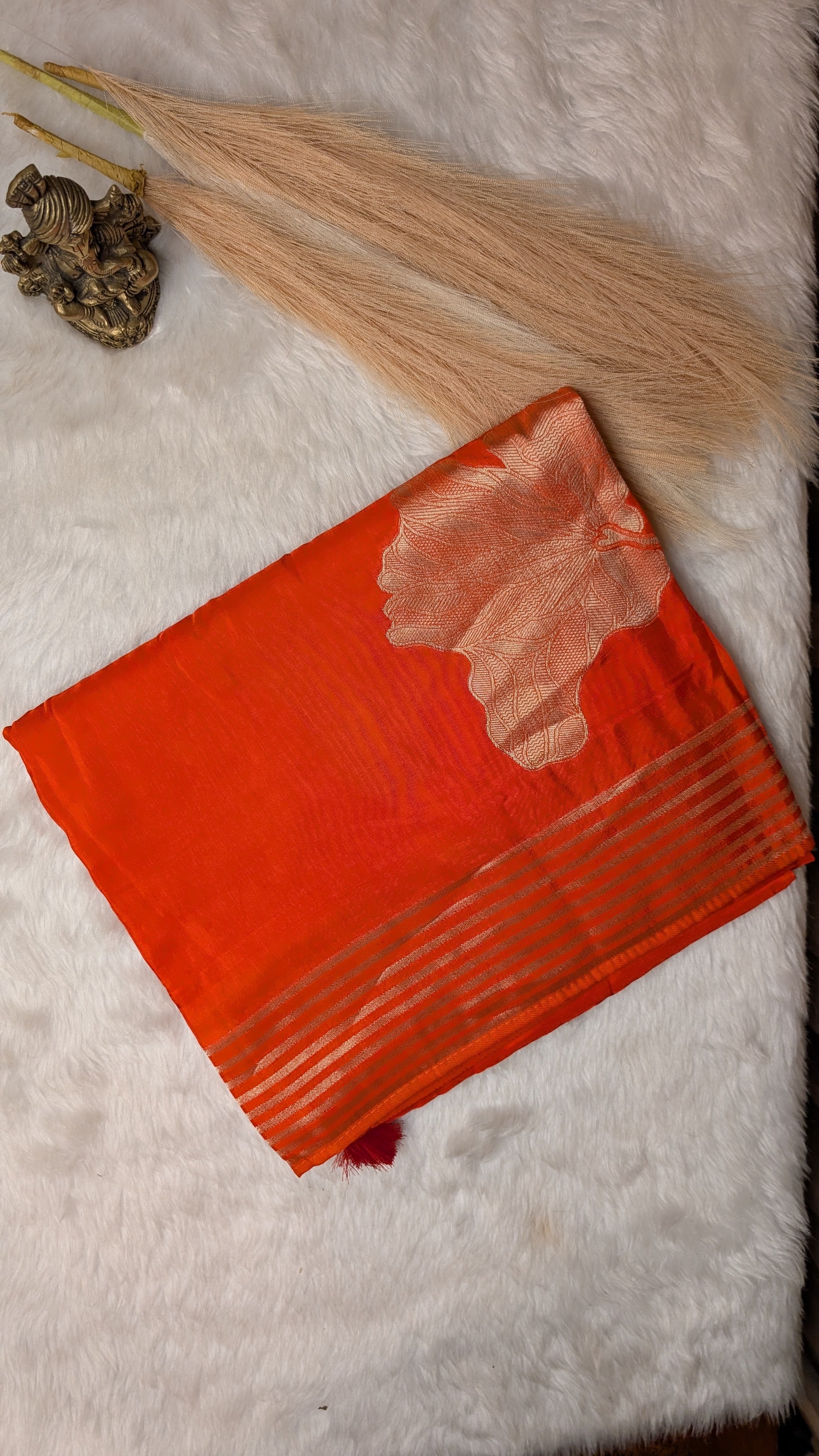 Big Flower Viscose Silk-Orange