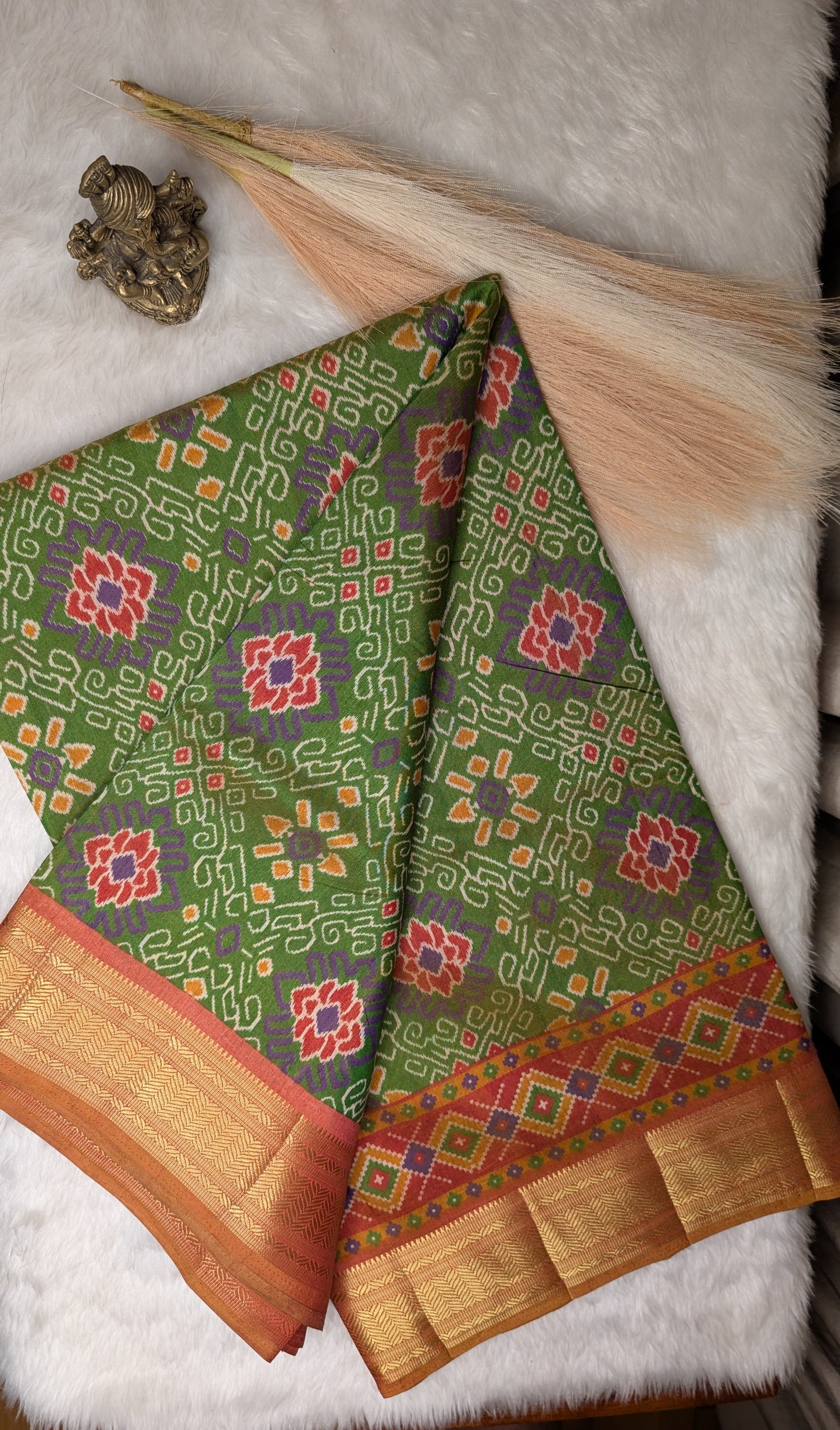 Cotton Blend Patola Silk Saree