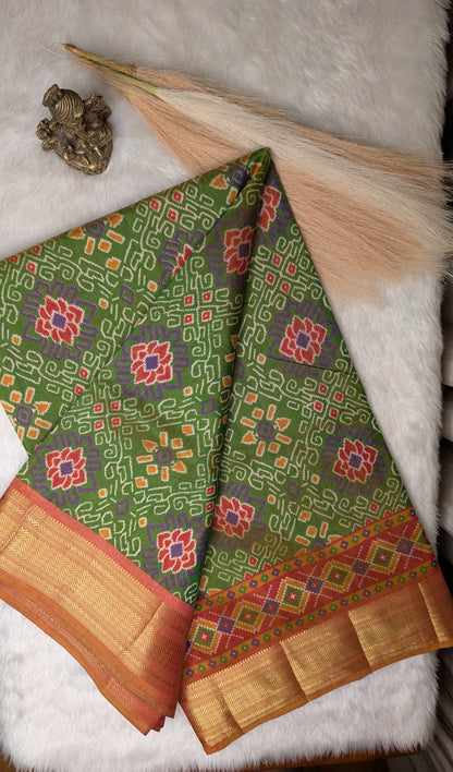 Cotton Blend Patola Silk Saree