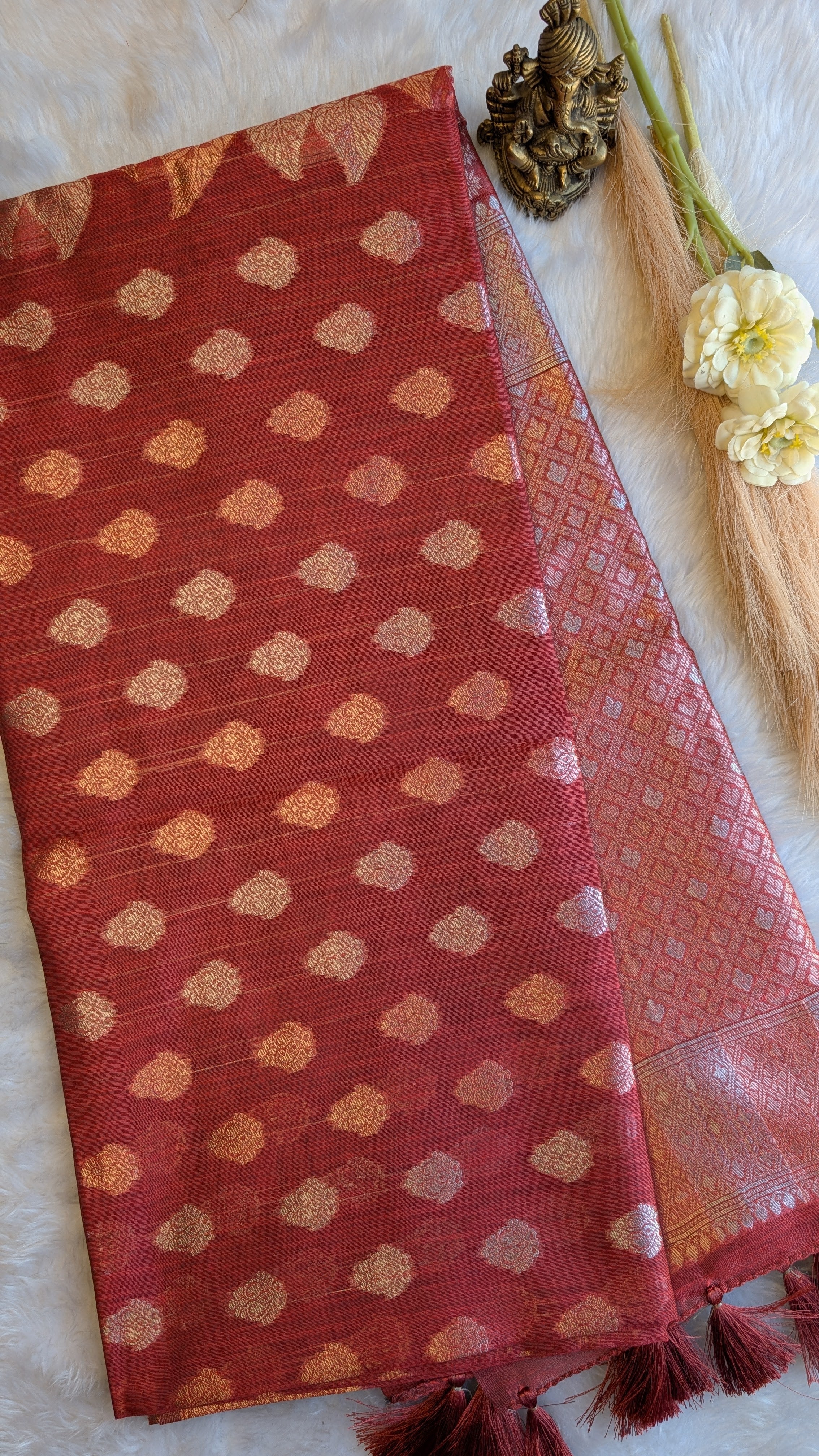 Cotton Saree with Silver Zari