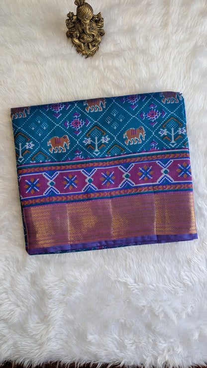 Cotton Blend Patola Silk Saree