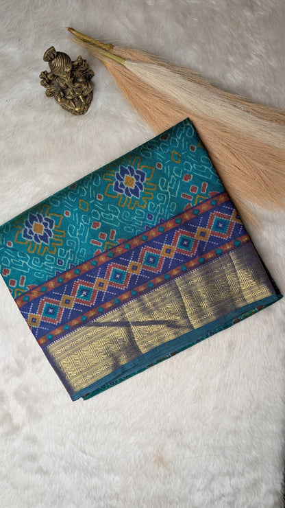 Cotton Blend Patola Silk Saree