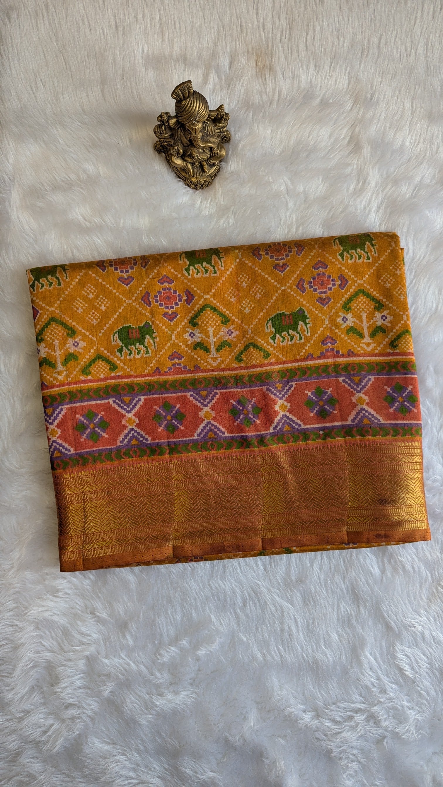 Cotton Blend Patola Silk Saree