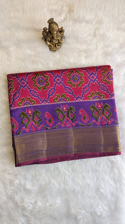 Cotton Blend Patola Silk Saree
