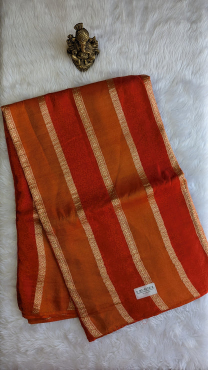 Rust Orange Light Tissue with Zari Lines