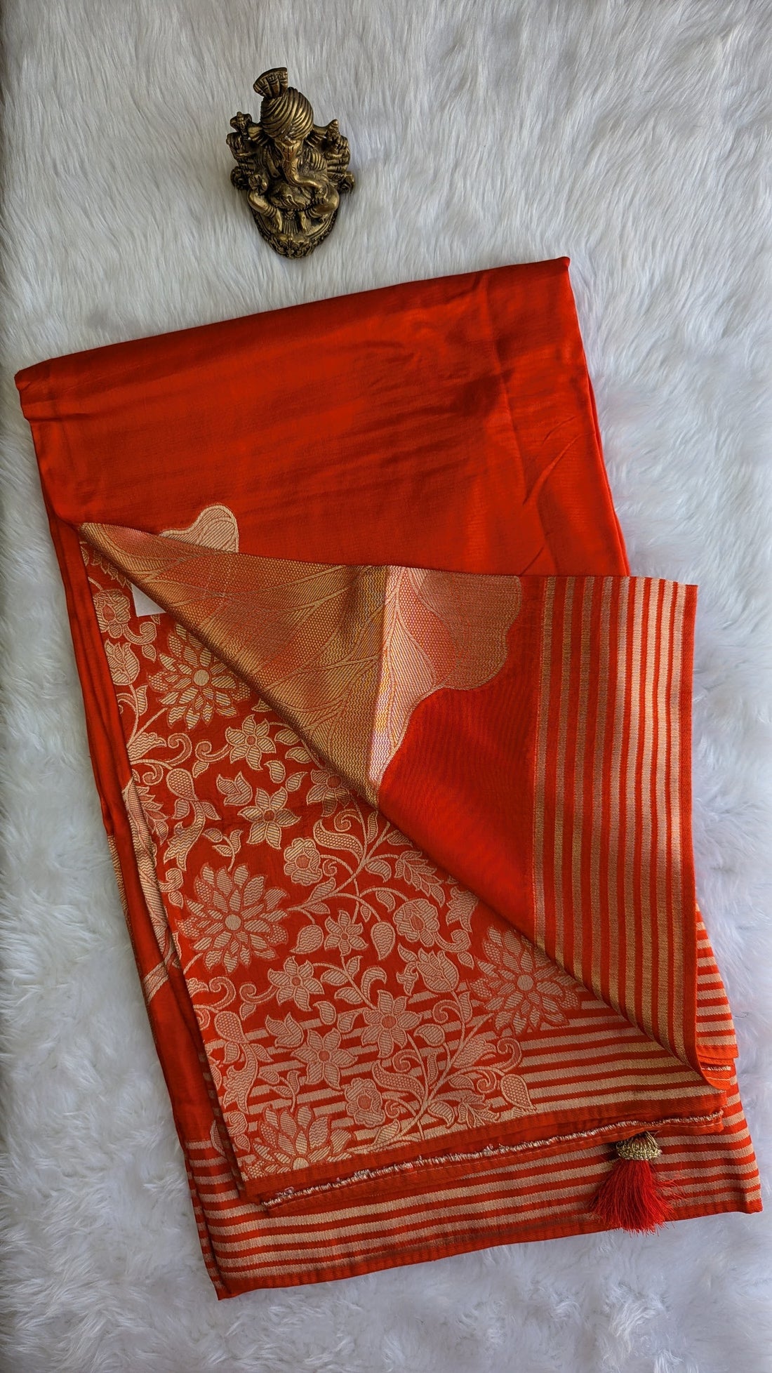 Viscose Crepe Silk with Big Zari Flower