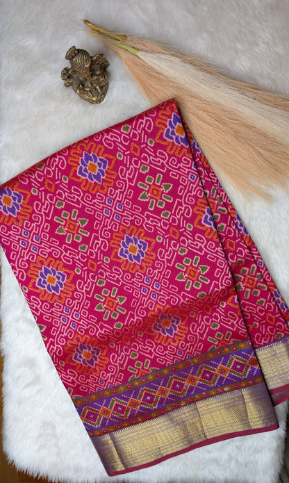 Cotton Blend Patola Silk Saree