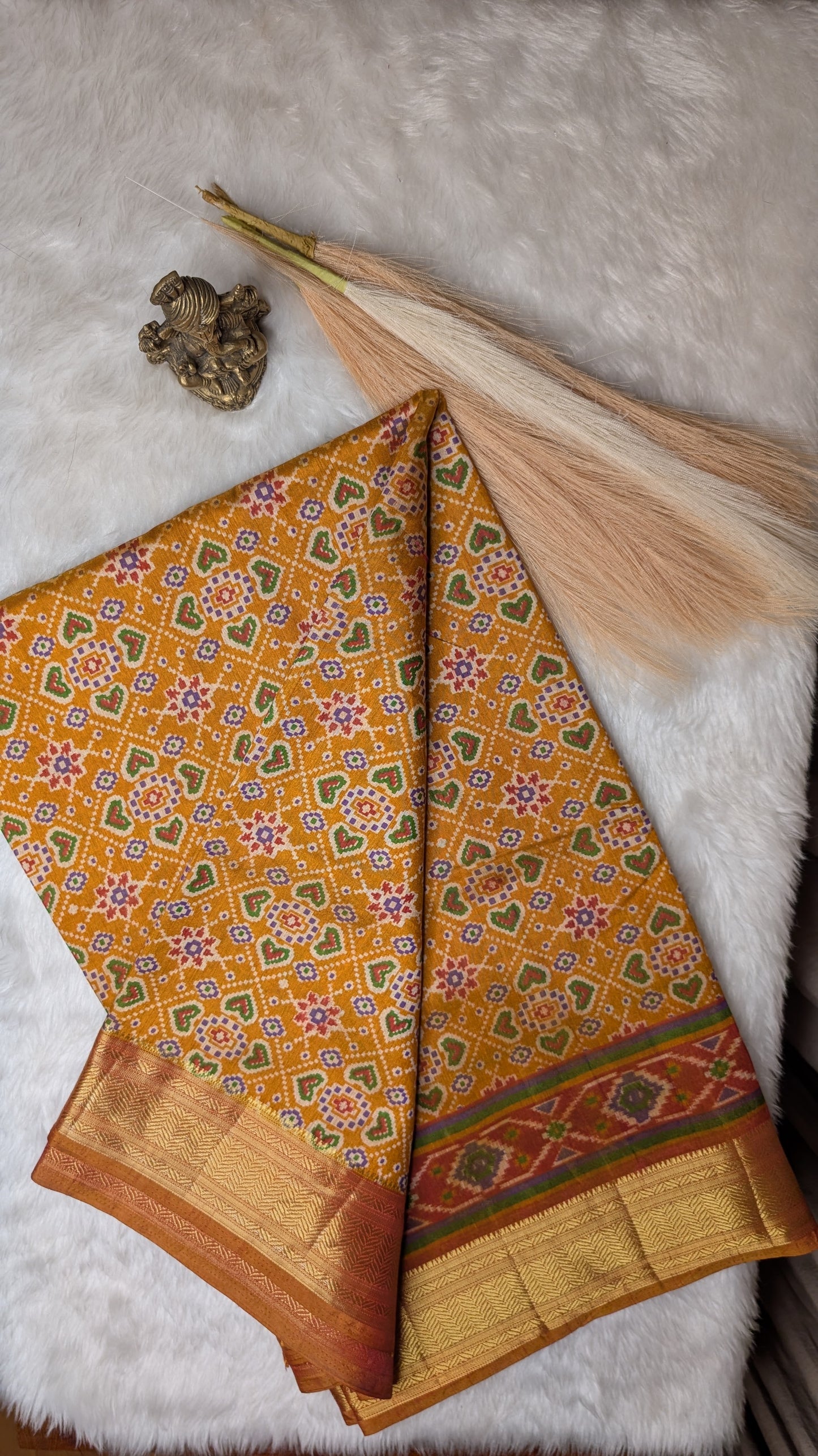 Cotton Blend Patola Silk Saree