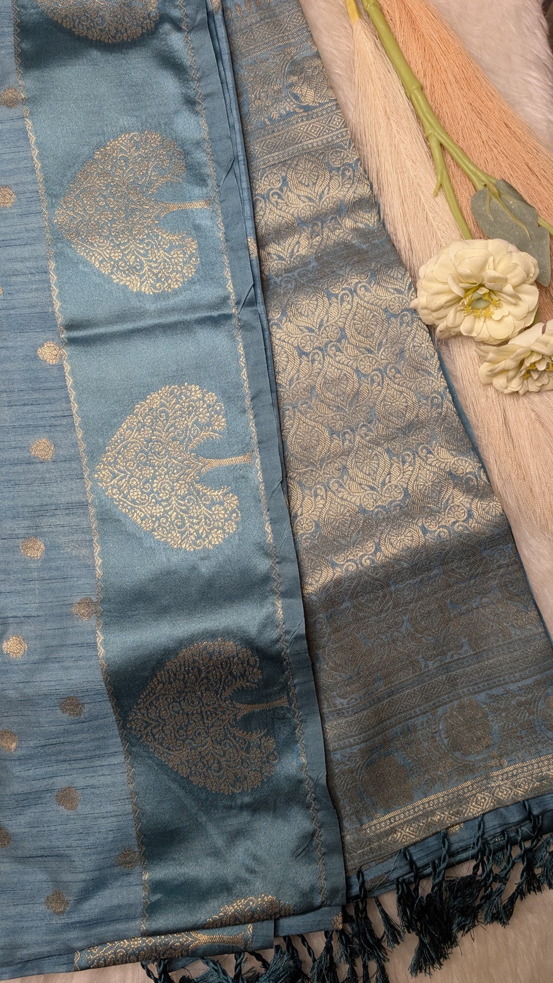 Tussar Silk with Satin Border