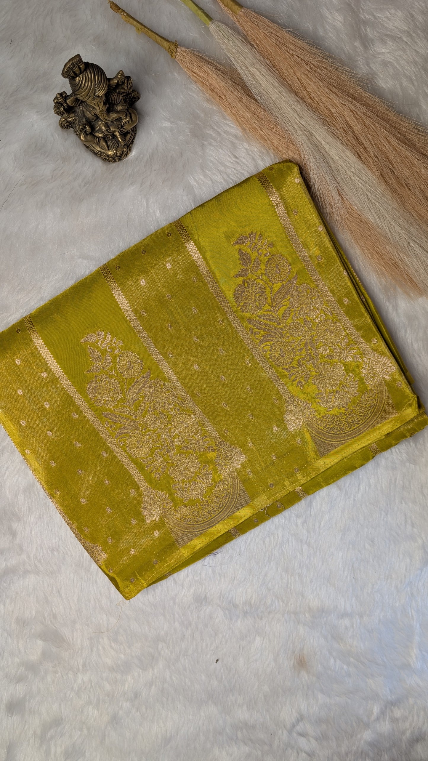 Mustard light Tissue with Zari Lines