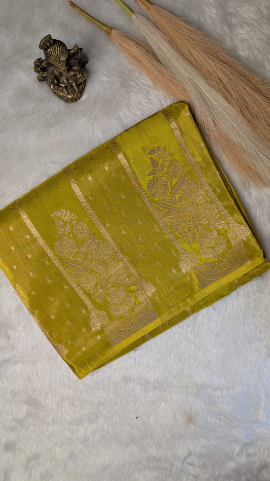 Mustard light Tissue with Zari Lines