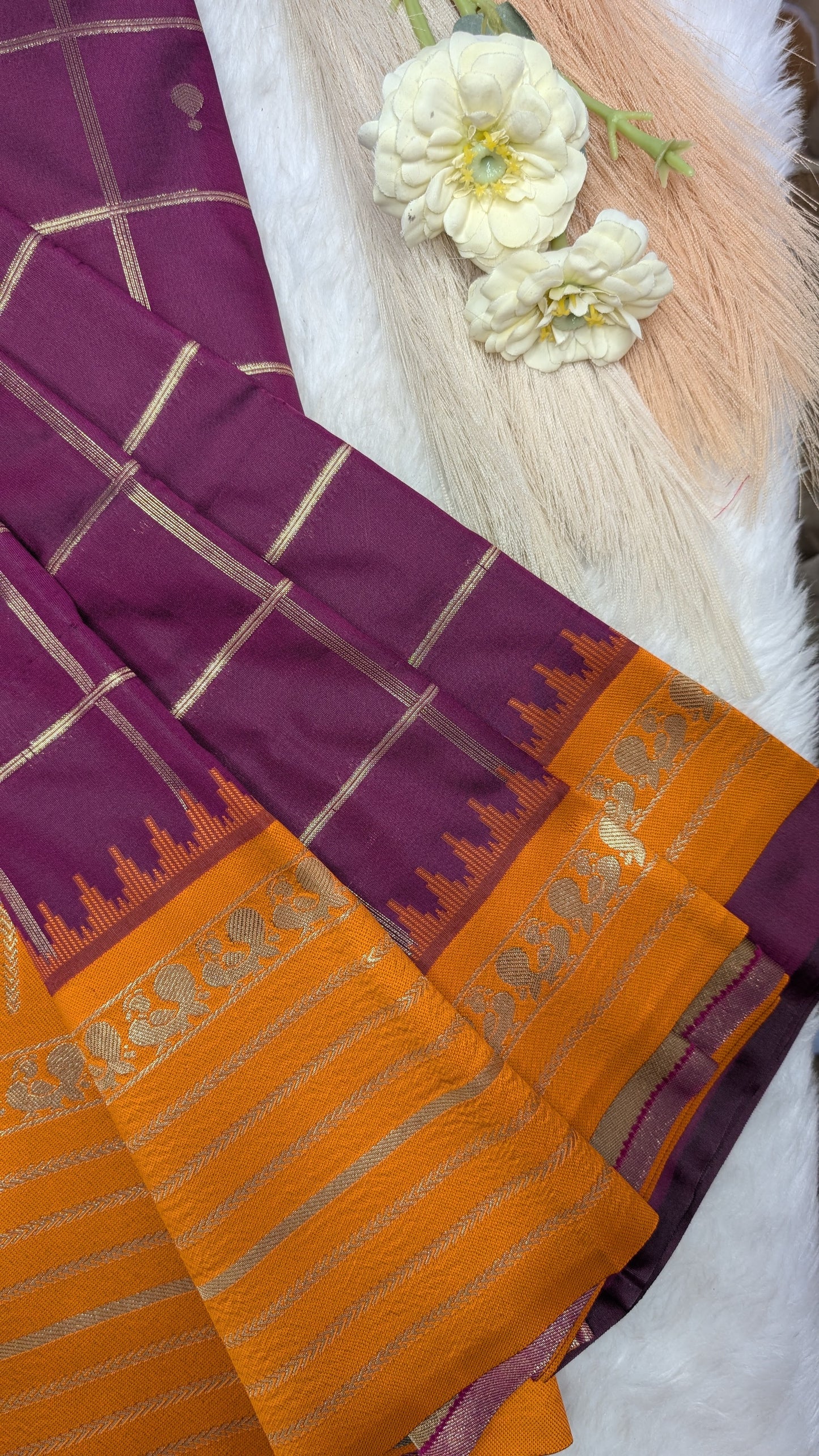 Semi Silk with Zari Checks and Rich Contrast