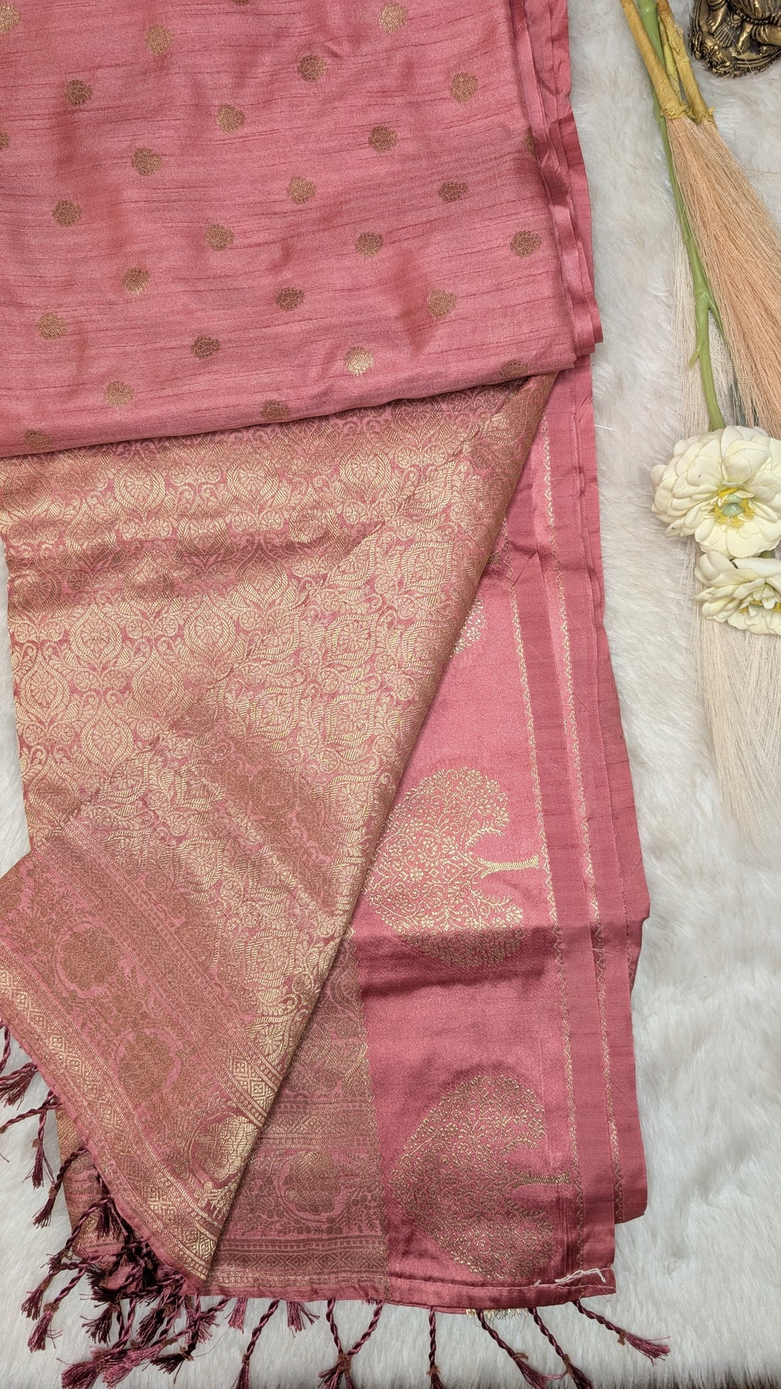 Tussar Silk with Satin Border