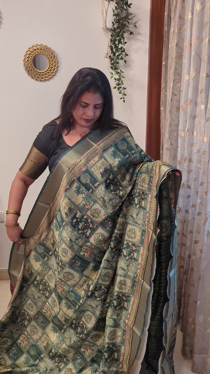 Art Silk Tapestry Saree - Grey
