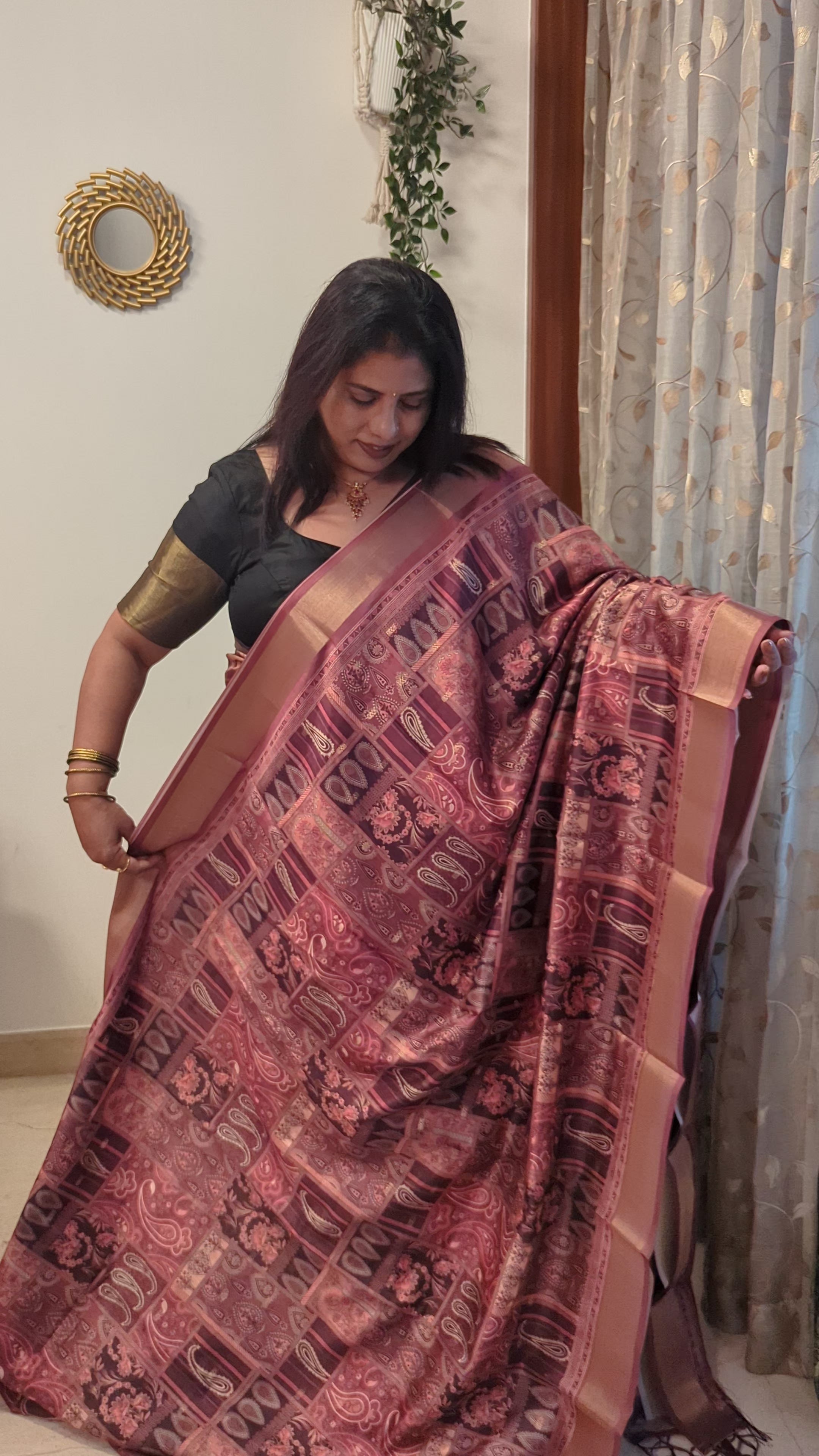 Art Silk Tapestry Saree - Pink