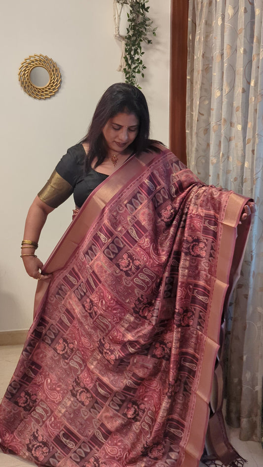 Art Silk Tapestry Saree - Pink