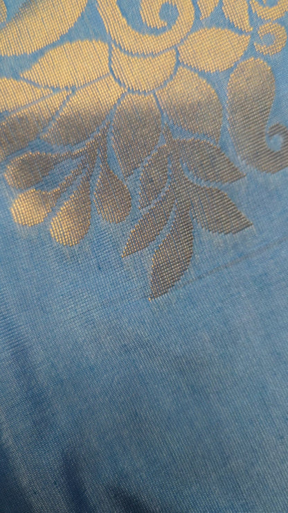 Sky Blue Color Kanchi Soft Silk Saree