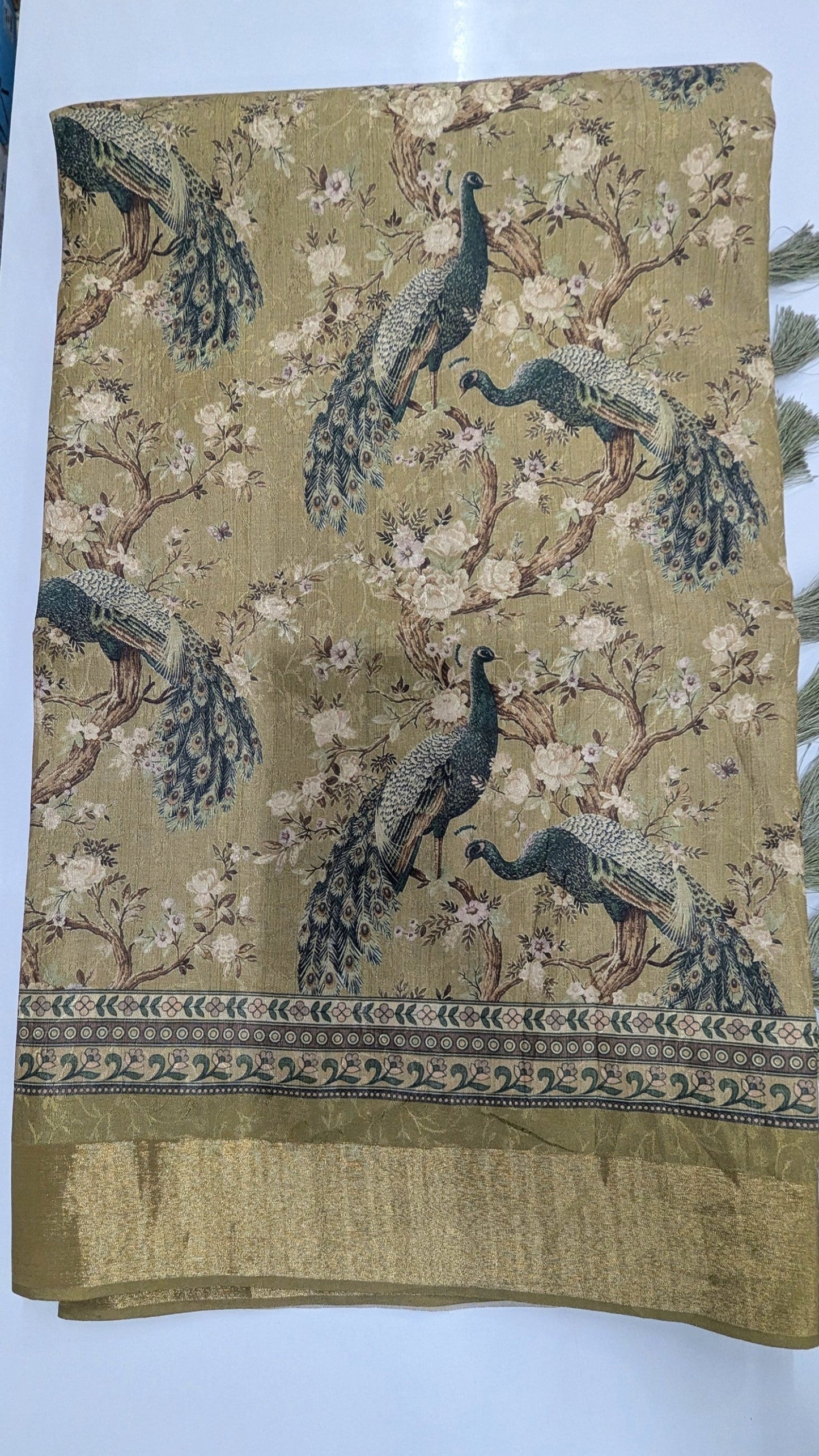 Madhubani Silk with Peacock prints