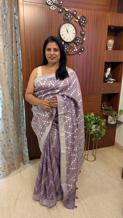 Lavender Banaras Silk Saree