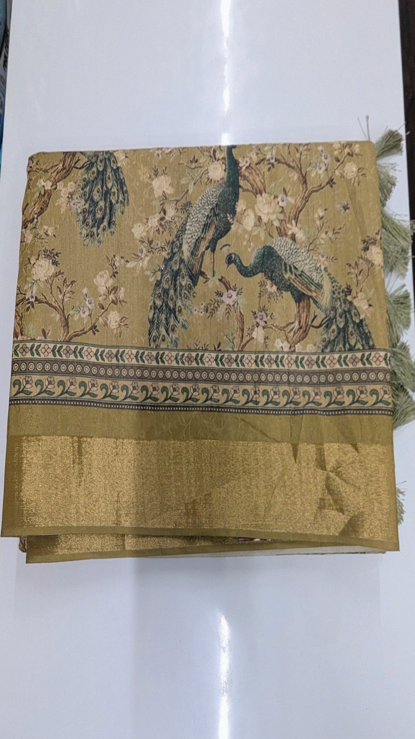 Madhubani Silk with Peacock prints