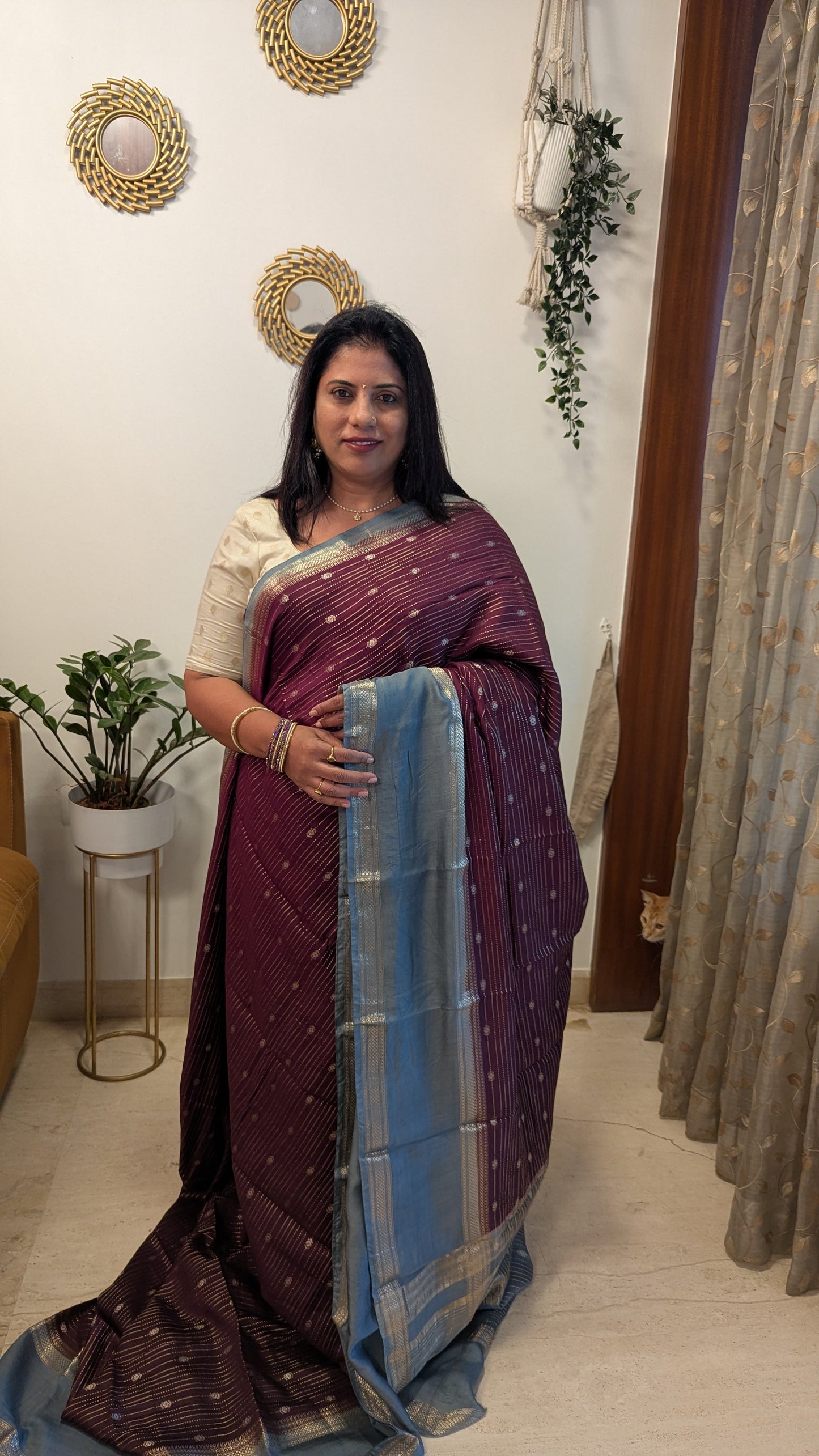 Chanderi Cotton Blend Silk with Bentex Border