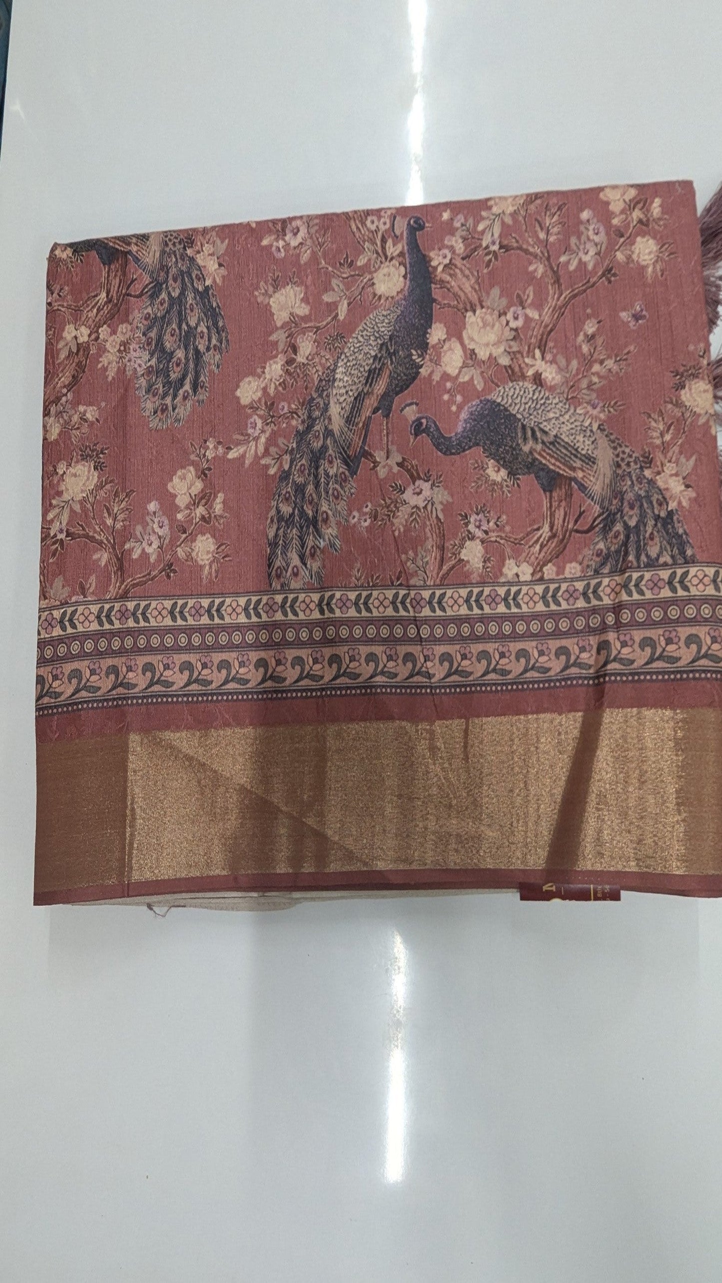 Madhubani Silk with Peacock prints