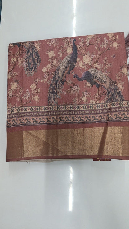 Madhubani Silk with Peacock prints