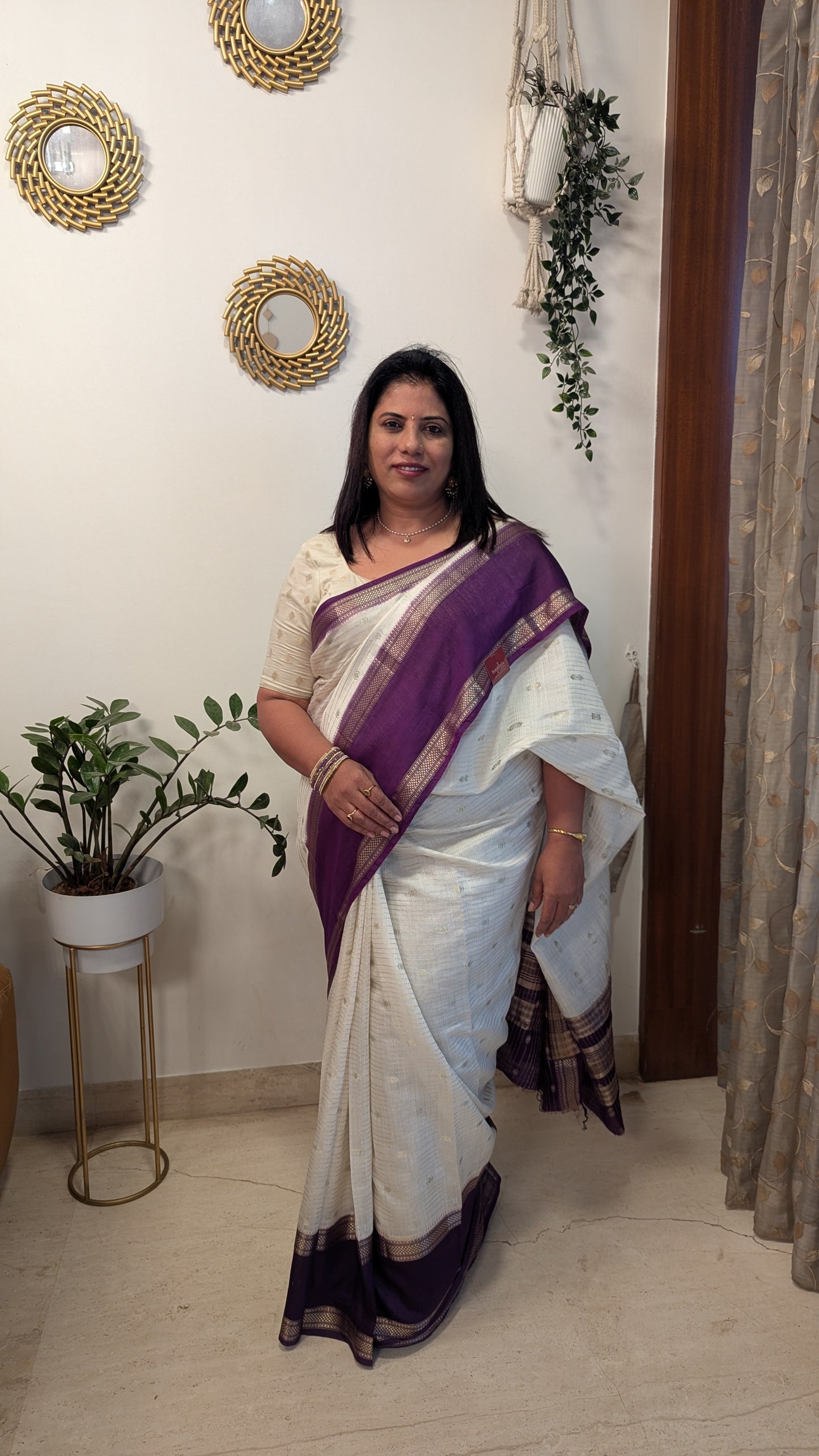 Chanderi Cotton Blend Silk with Bentex Border