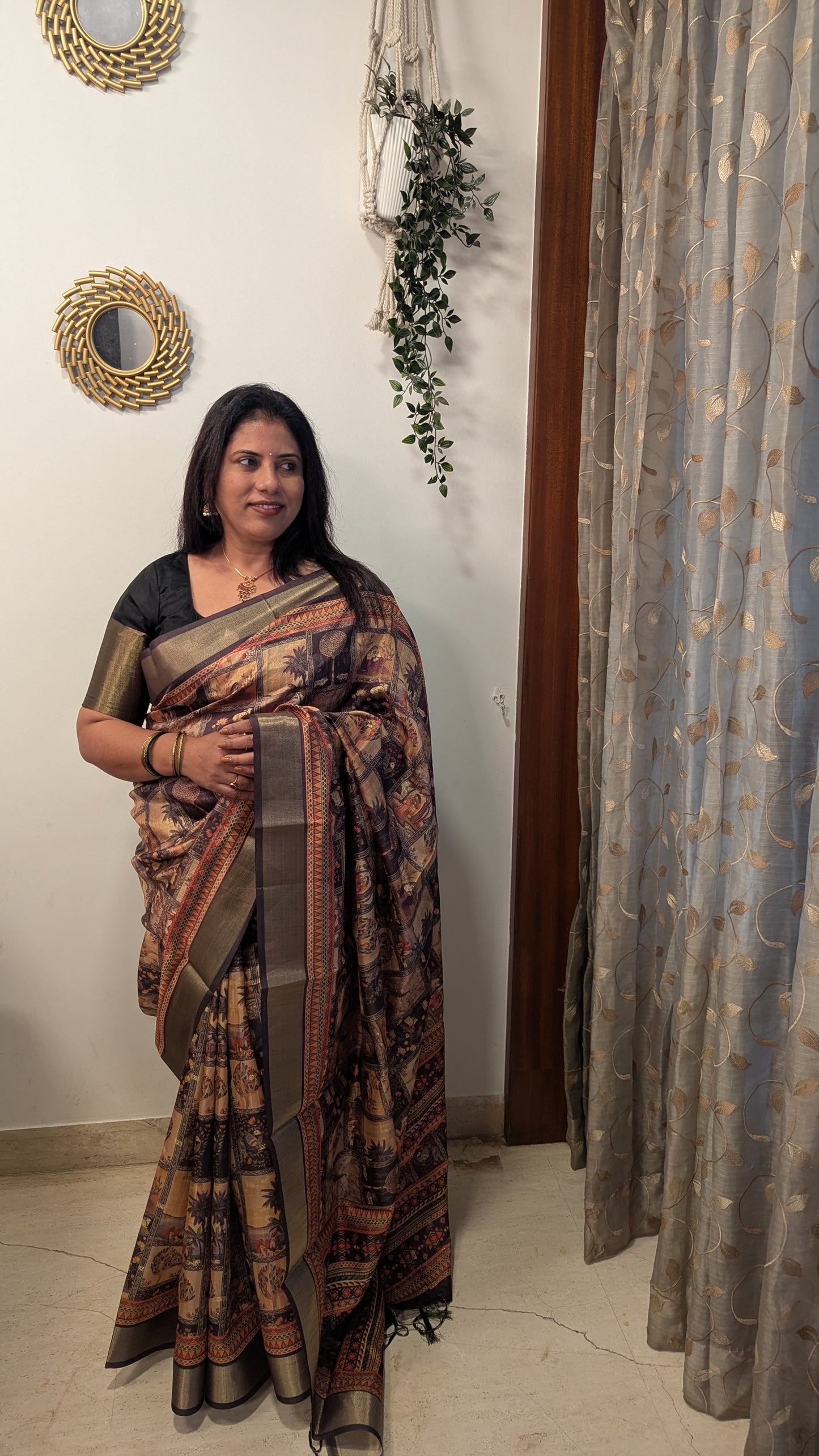 Art Silk Tapestry Saree - Peach