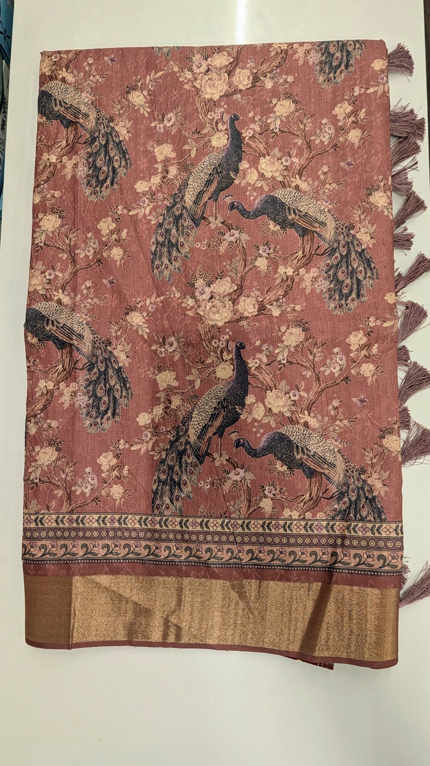 Madhubani Silk with Peacock prints