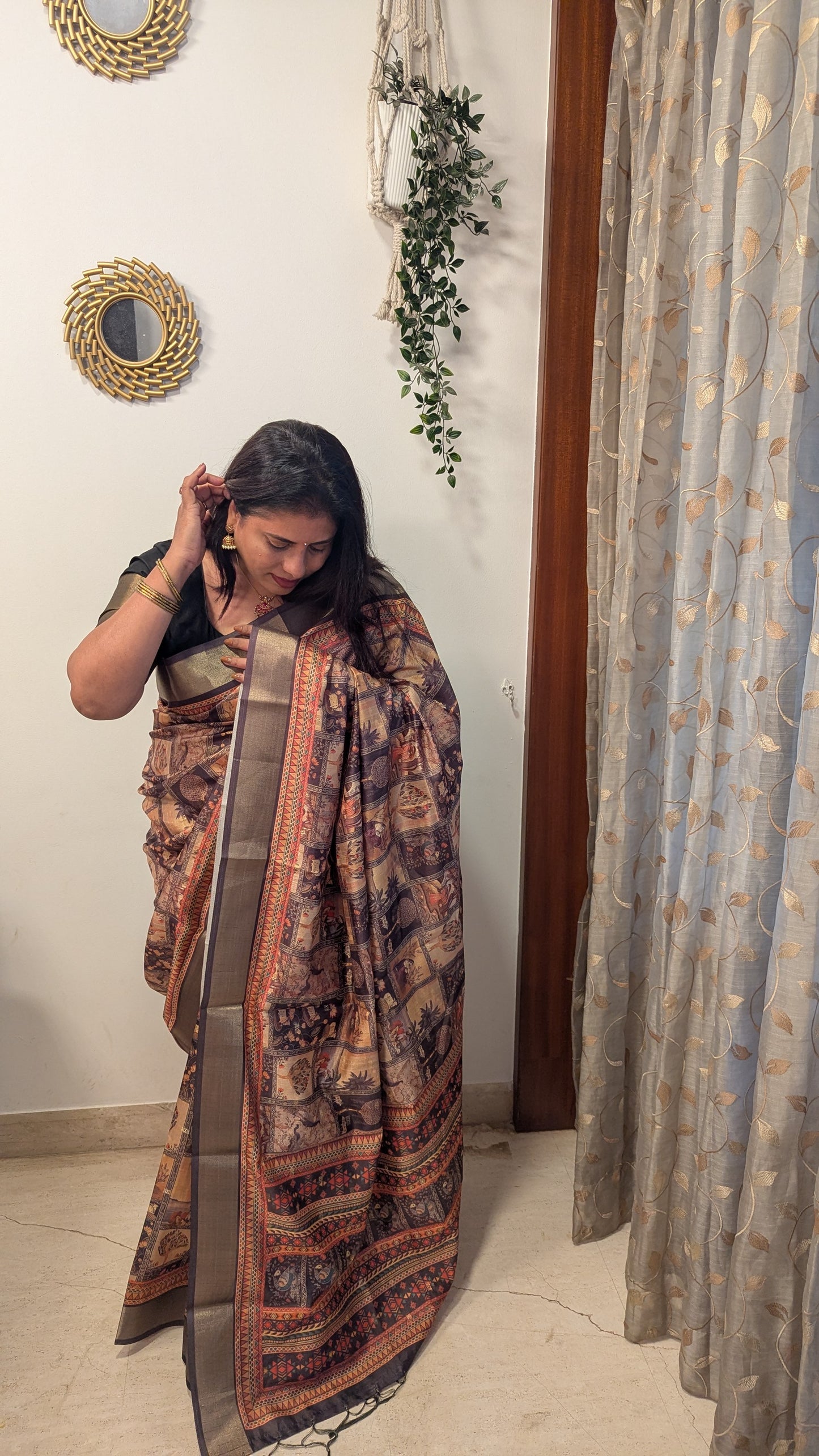 Art Silk Tapestry Saree - Peach