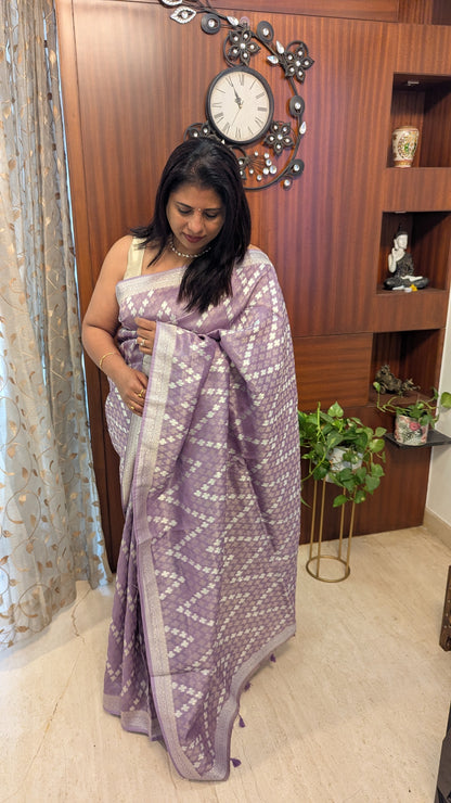 Lavender Banaras Silk Saree