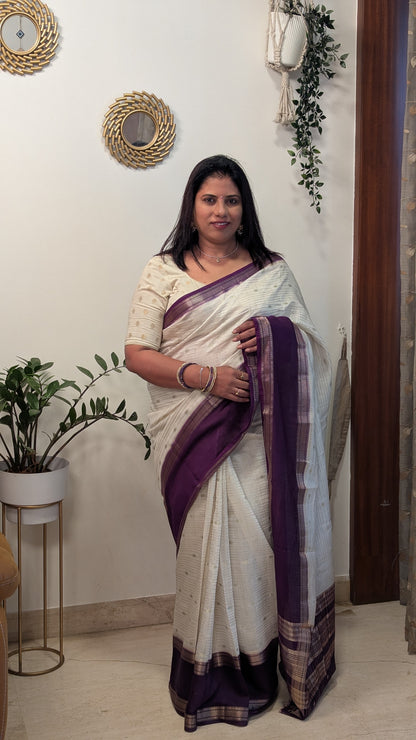 Chanderi Cotton Blend Silk with Bentex Border